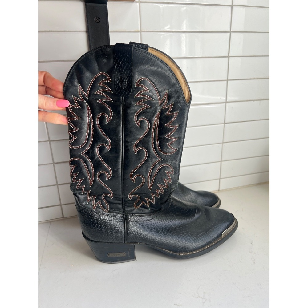 Ramrods Men's Black Leather Designer Western Cowboy Boot Non-Slip Sole Sz 7.5 D